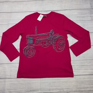 10 Hanna Andersson Red Tractor Graphic Long Sleeve Tee